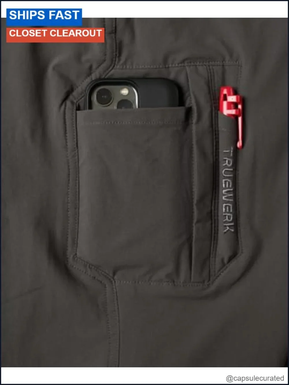 Lightweight Stretch Work Pants 85% Nylon 15% Spandex 8 Utility Pockets Relaxed